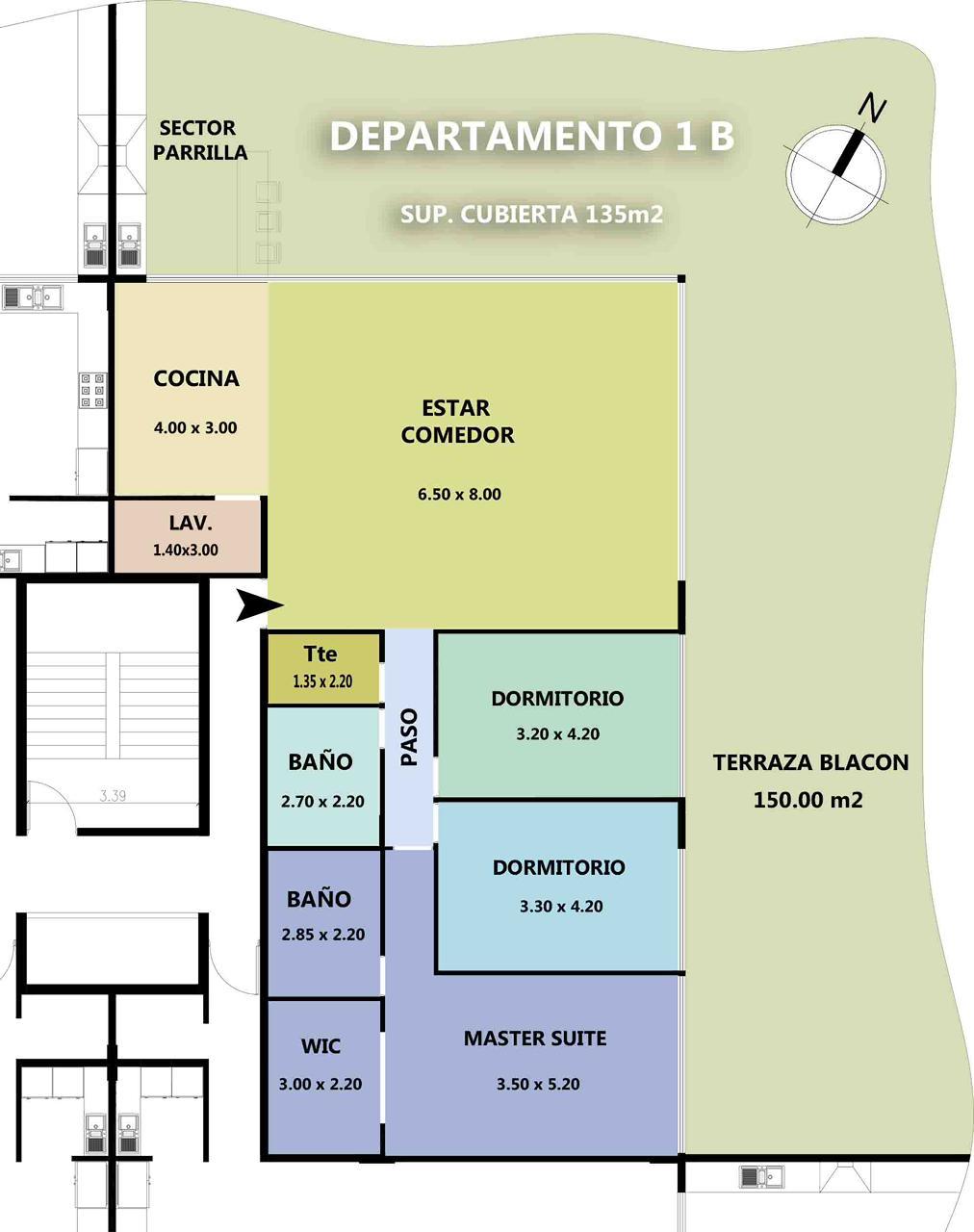 Plano del departamento 1B