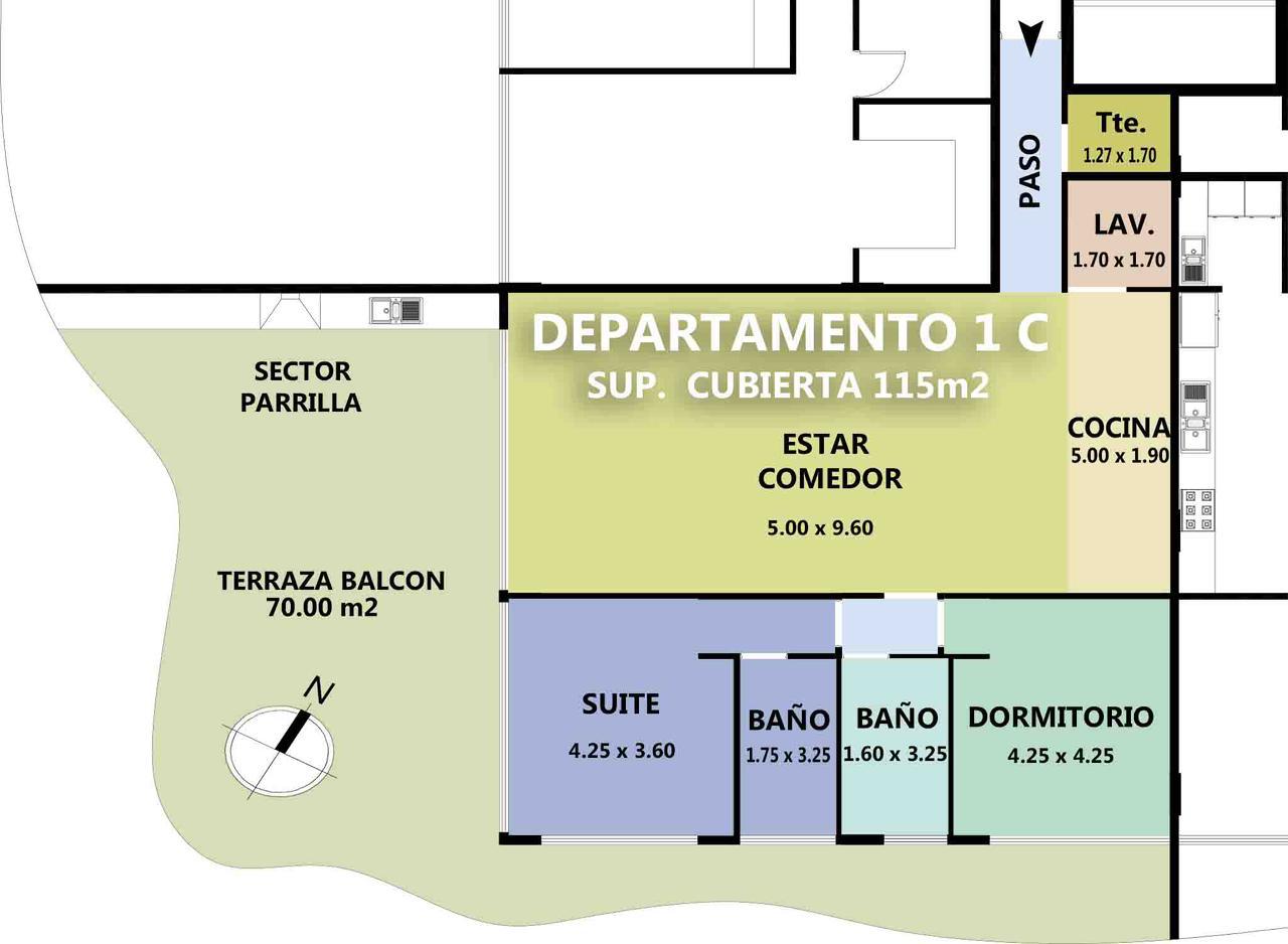 Plano del departamento 1C