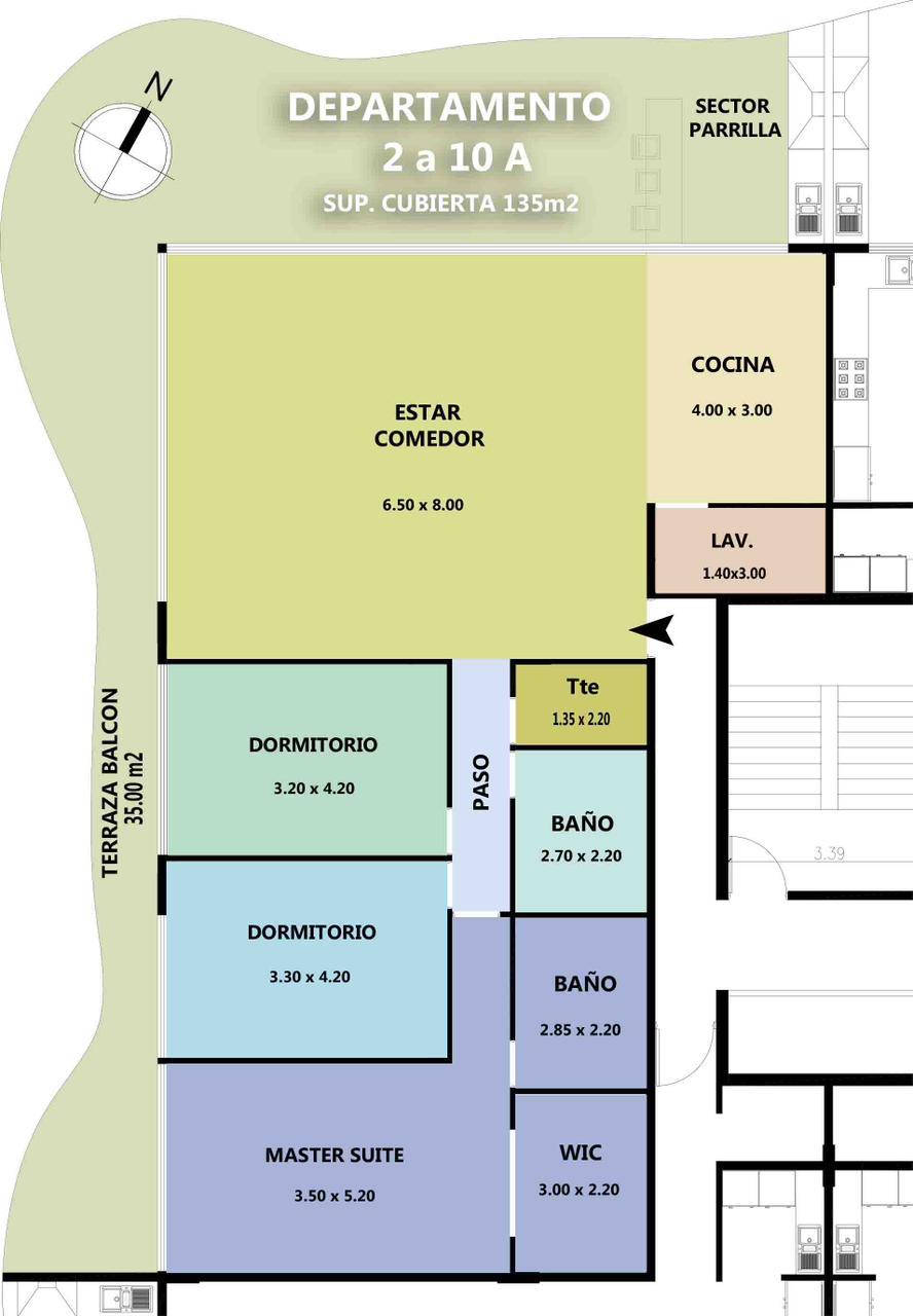 Plano del departamento 2A