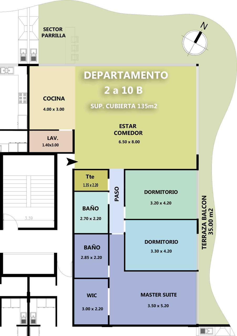 Plano del departamento 2B